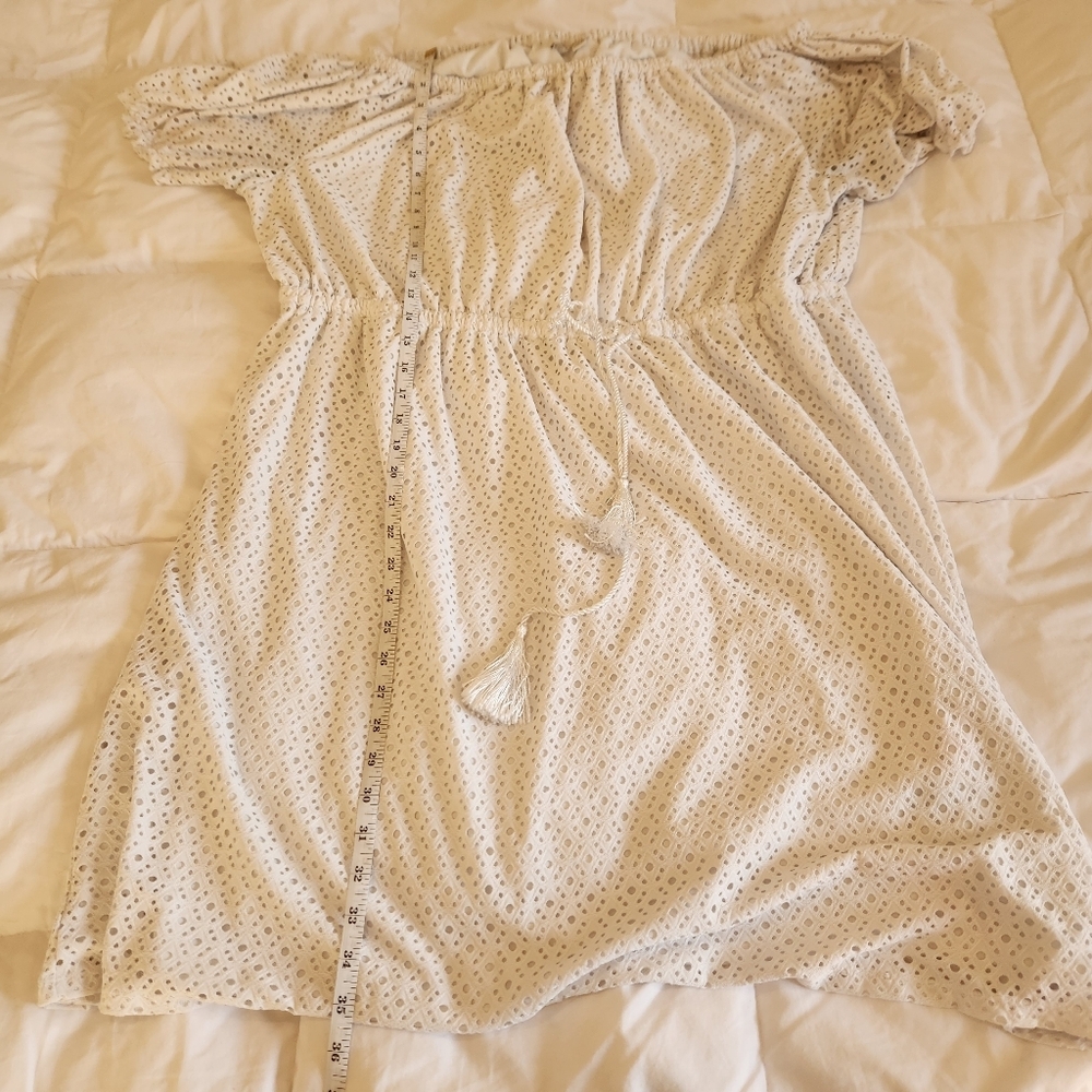Cato White Eyelet Dress Size 22W Cottagecore Boho Puff Sleeve Spring Summer - Picture 6 of 7